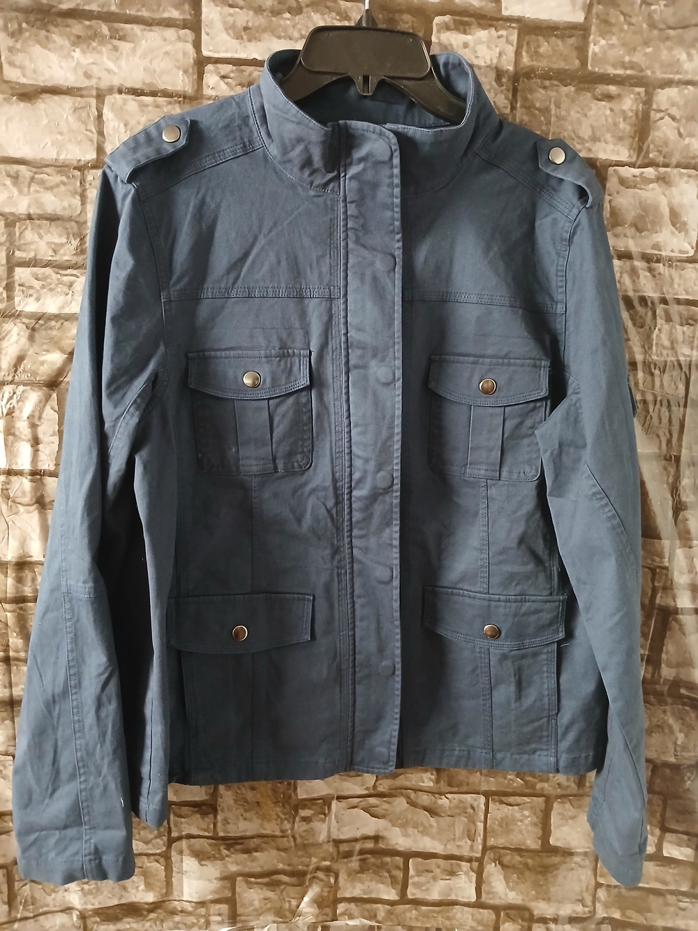 Thread & Supply Blue Utility Jacket with Front Flap Pockets- Women's